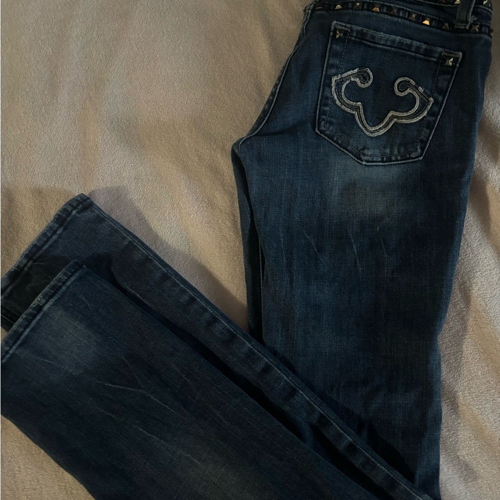 ReRock Dark Wash Women’s Boot Cut Jeans with Embroidered Back Pocket